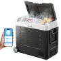 VEVOR Nevera Portátil para Coche 55 L, Refrigerador para Coche Temperatura Ajustable de -20 °C a 20 °C, con Control por Aplicación, Ruedas y Doble Zona, para Autocaravanas, Barcos, Camping, Pesca