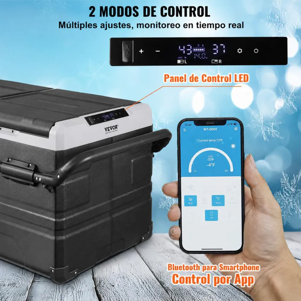 VEVOR Refrigerador para automóvil, refrigerador para automóvil de 12 voltios, congelador portátil de doble zona de 115 L con ruedas y asa, -4 ℉ - 68 ℉, refrigerador con compresor de 12/24 V CC y 100-240 V CA para exteriores, campamentos