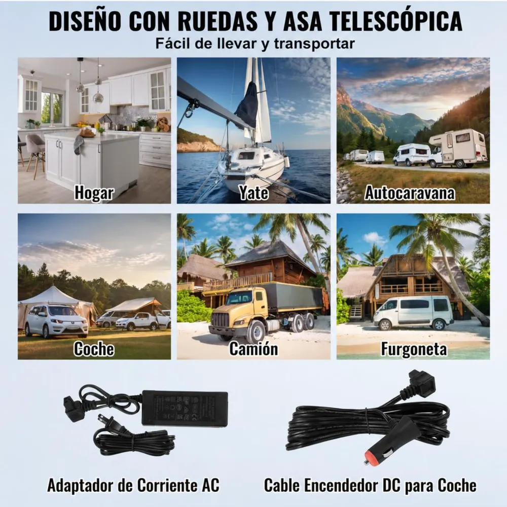 VEVOR Refrigerador para automóvil, refrigerador para automóvil de 12 voltios, congelador portátil de doble zona de 115 L con ruedas y asa, -4 ℉ - 68 ℉, refrigerador con compresor de 12/24 V CC y 100-240 V CA para exteriores, campamentos