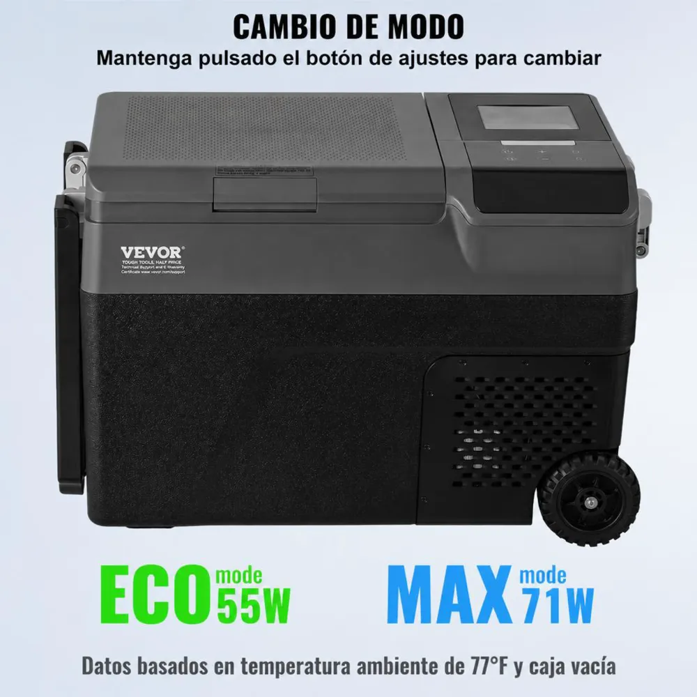 VEVOR Refrigerador portátil para automóvil, con función de fabricación de hielo, refrigerador para automóvil de 12 voltios, congelador portátil de zona única de 35 L, temperatura ajustable de -4 ℉ a 68 ℉, con ruedas para acampar, automóvil, RV