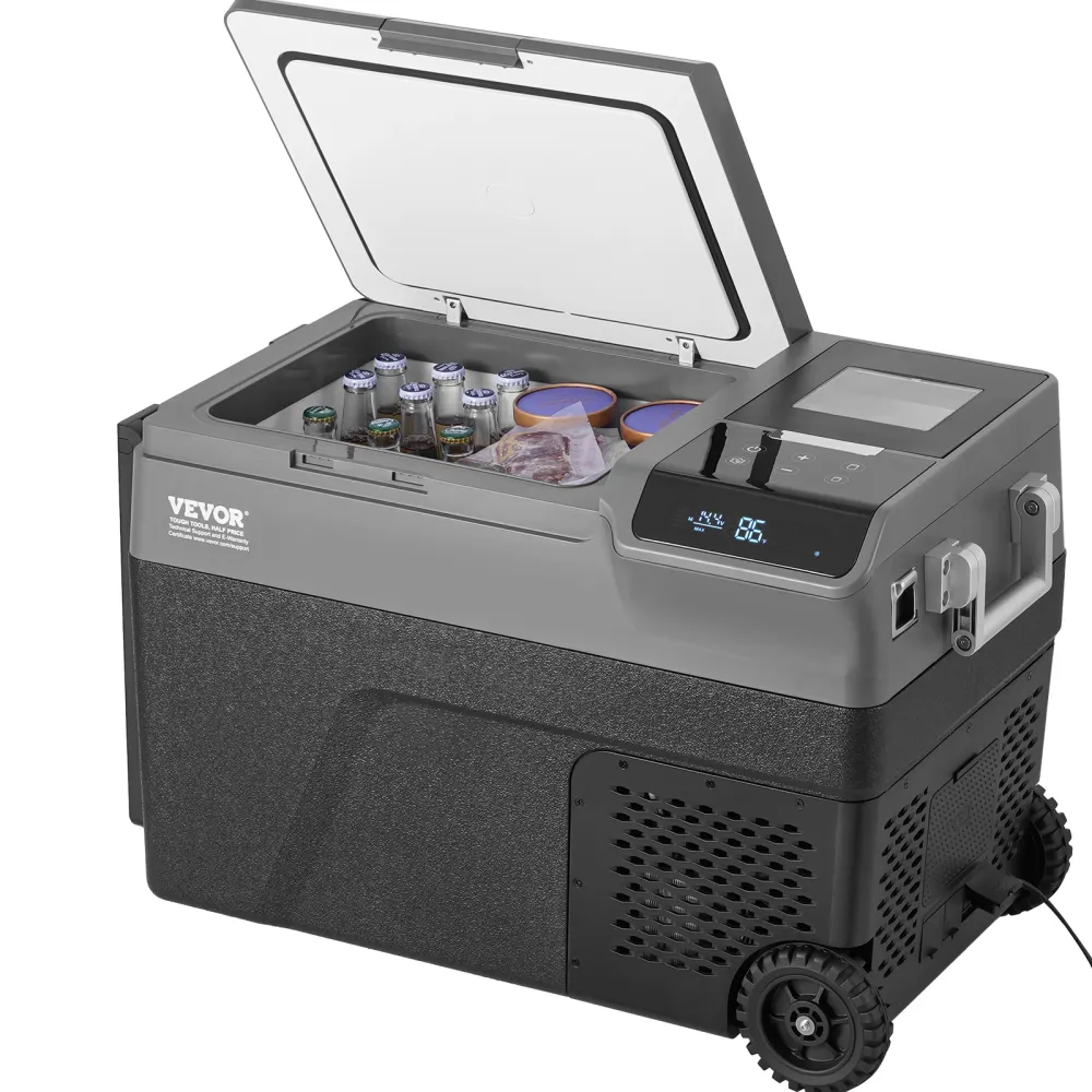 VEVOR Refrigerador portátil para automóvil, con función de fabricación de hielo, refrigerador para automóvil de 12 voltios, congelador portátil de zona única de 35 L, temperatura ajustable de -4 ℉ a 68 ℉, con ruedas para acampar, automóvil, RV