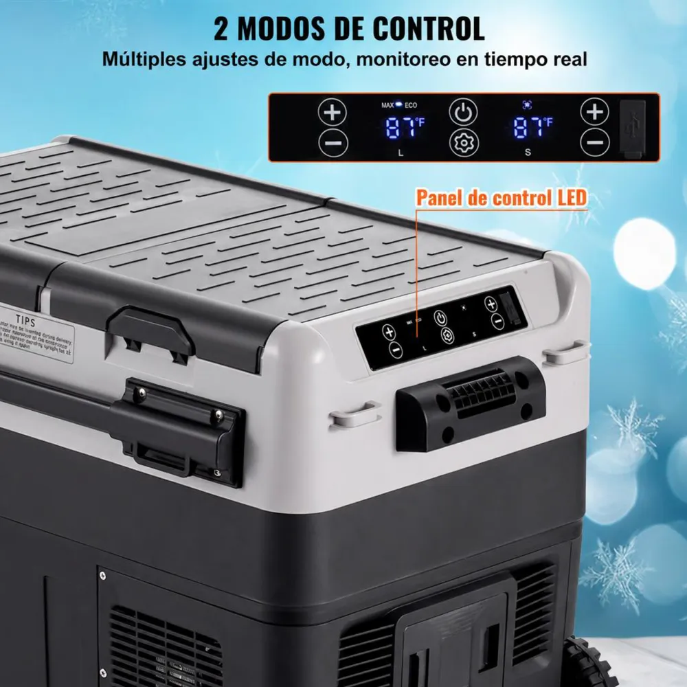 VEVOR Refrigerador portátil para automóvil, refrigerador para automóvil de 12 voltios, congelador portátil de doble zona de 40 L, temperatura ajustable de -4 ℉ a 68 ℉, refrigerador con compresor para el hogar, exteriores, campamentos, vehículos recreativos y automóviles