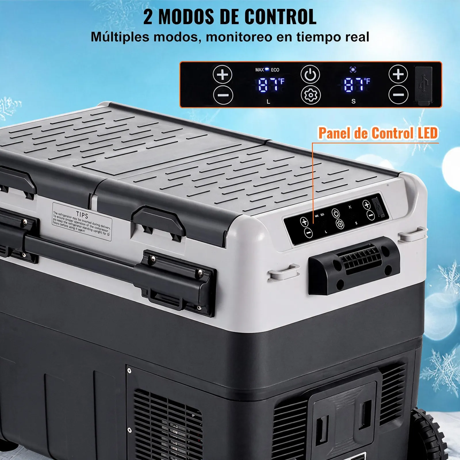 VEVOR Refrigerador portátil para automóvil, refrigerador para automóvil de 12 voltios, congelador portátil de doble zona de 50 L, temperatura ajustable de -4 ℉ a 68 ℉, refrigerador con compresor para el hogar, exteriores, campamentos, vehículos recreativos y automóviles