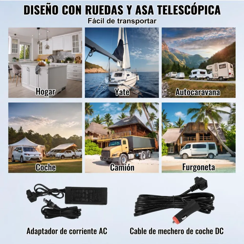 VEVOR Refrigerador Portátil para Automóvil, Doble Zona de 58 L, Temperatura Ajustable de -20~20 ℃, Refrigerador con Compresor para el Hogar, Campamentos, Vehículos Recreativos, 753 x 461 x 558 mm