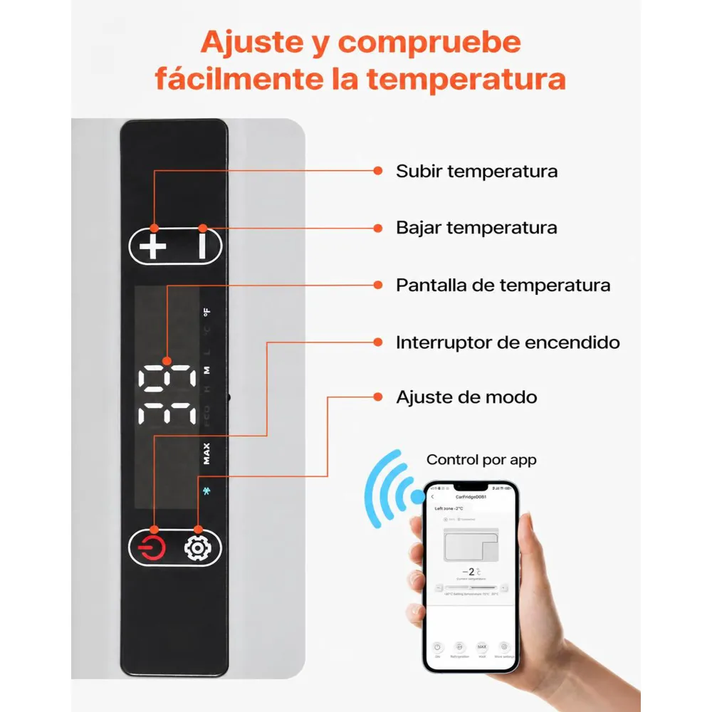 VEVOR Nevera Portátil para Coche 60 L con Compresor, Refrigerador para Coche Temperatura Ajustable de -20 a 20 °C, 12/24 V CC y 100-240 V CA, con Ruedas y Asa, para Autocaravanas, Camping, Viajes
