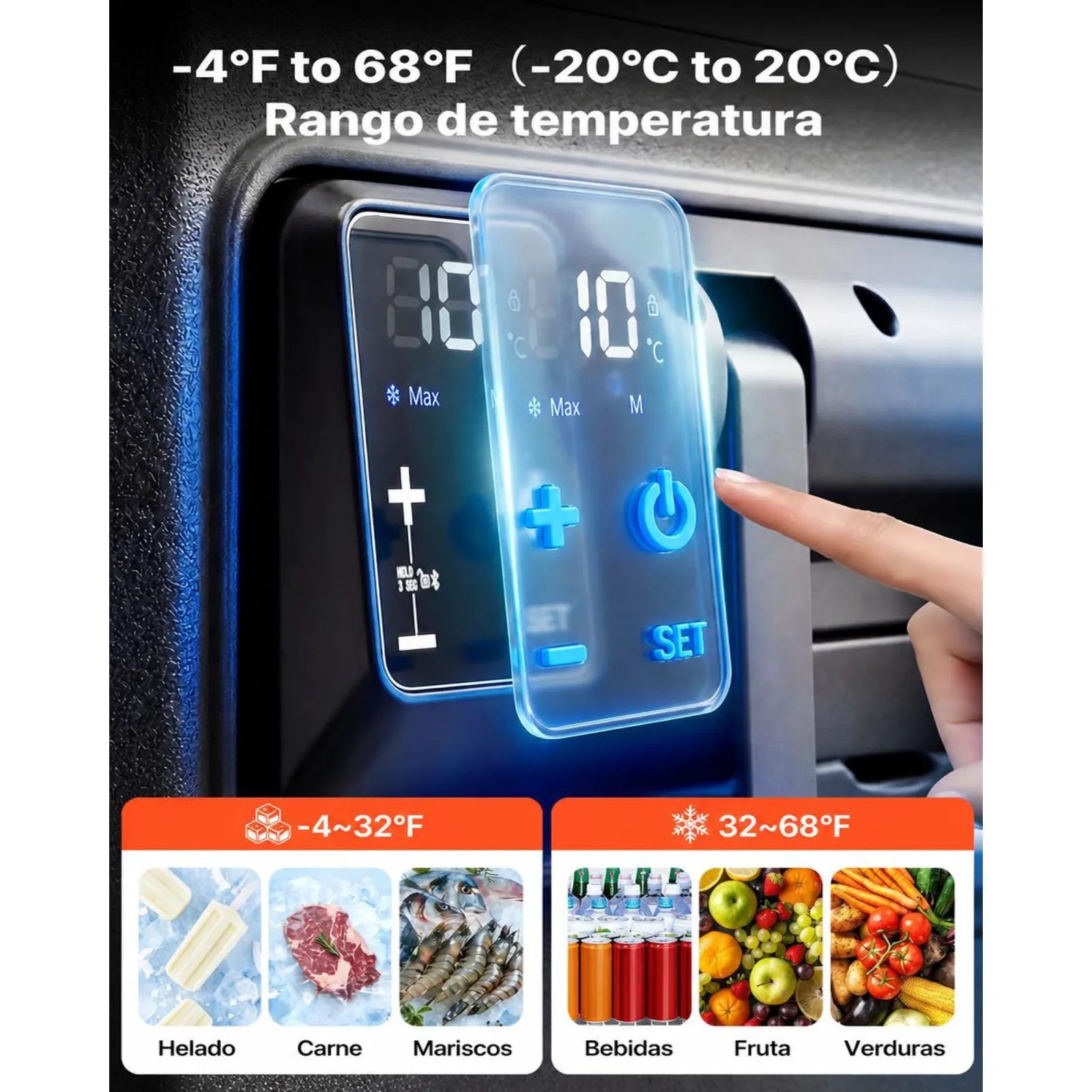 VEVOR Nevera Portátil para Coche 78 L con Compresor, Refrigerador para Coche Temperatura Ajustable de -20 a 20 °C, 12/24 V CC y 100-240 V CA, con Ruedas y Asa, para Autocaravanas, Camping, Viajes