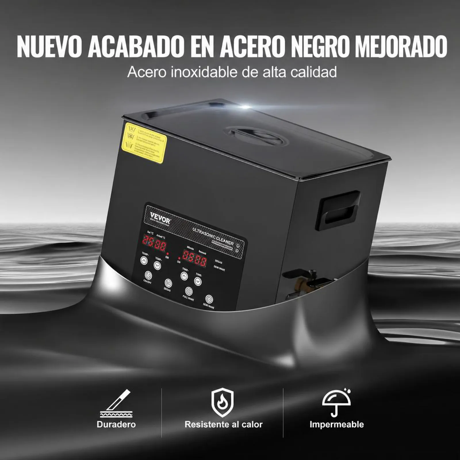 VEVOR 240 W Limpiador Ultrasónico, Máquina de Limpieza Ultrasónica Digital de 10 L con Modo Suave y Desgasificación Mejorada,  Calentador y Temporizador para Joyas, Herramientas, Retenedores