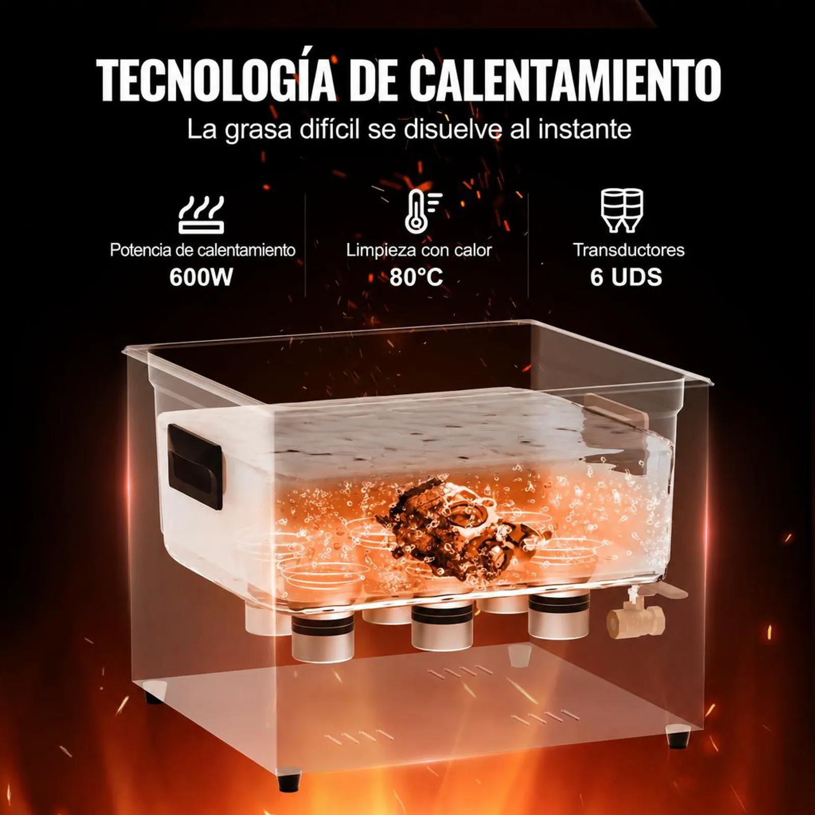VEVOR Limpiador Ultrasónico 15 L Máquina de Limpieza Ultrasónica Digital 360 W Modo Suave y Desgasificación Mejorada 40 kHz con Calentador y Temporizador para Retenedores, Joyas, Herramientas