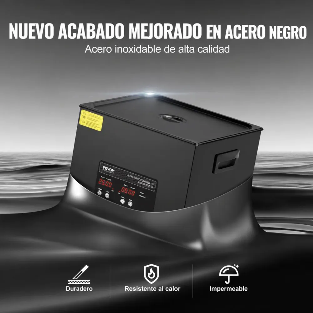 VEVOR Limpiador Ultrasónico 15 L Máquina de Limpieza Ultrasónica Digital 360 W Modo Suave y Desgasificación Mejorada 40 kHz con Calentador y Temporizador para Retenedores, Joyas, Herramientas