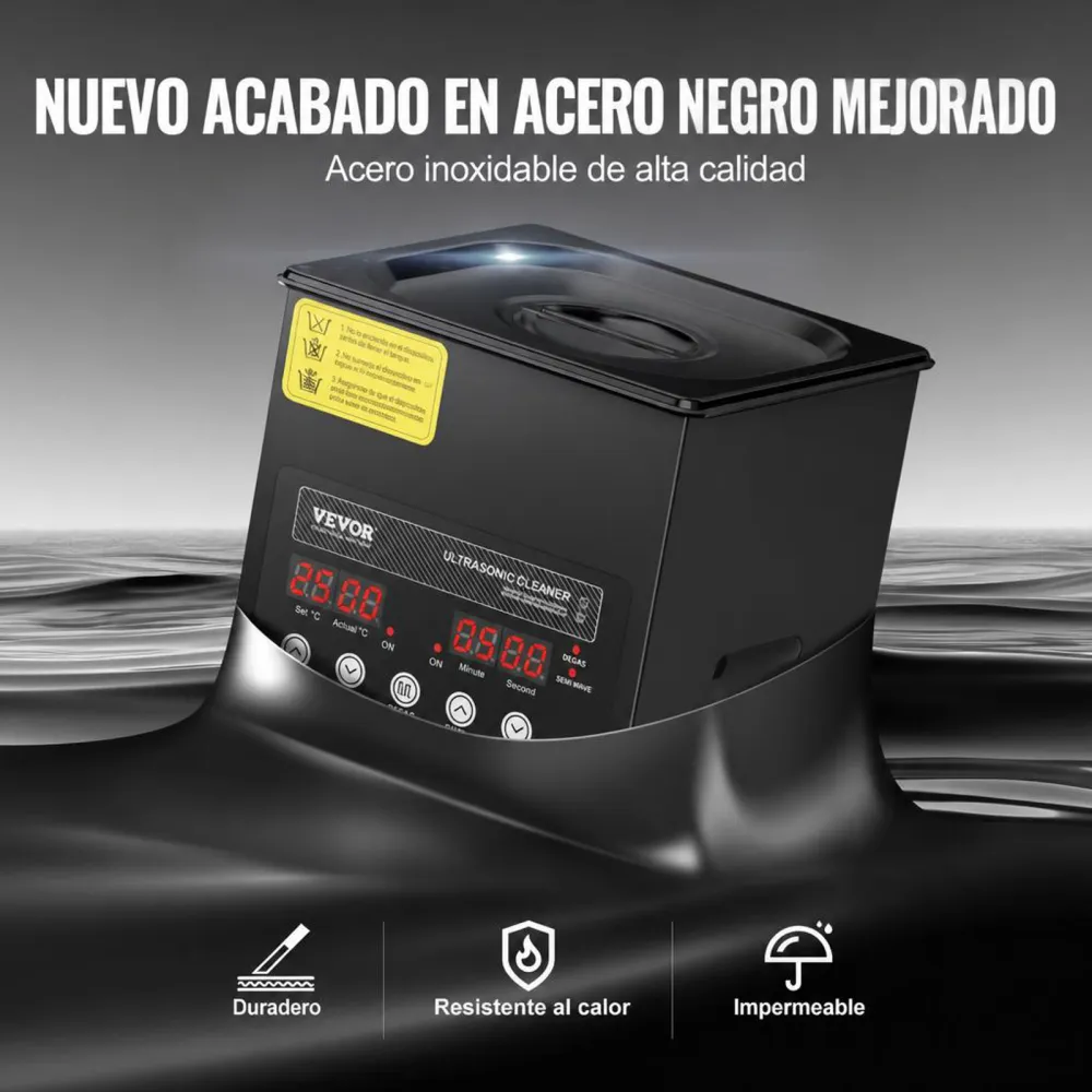 VEVOR Limpiador Ultrasónico, 60 W Máquina de Limpieza Sónica Digital de 2 L con Modo Suave y Desgasificación Mejorada, Calentador y Temporizador para Joyas, Gafas, Herramientas y Retenedores