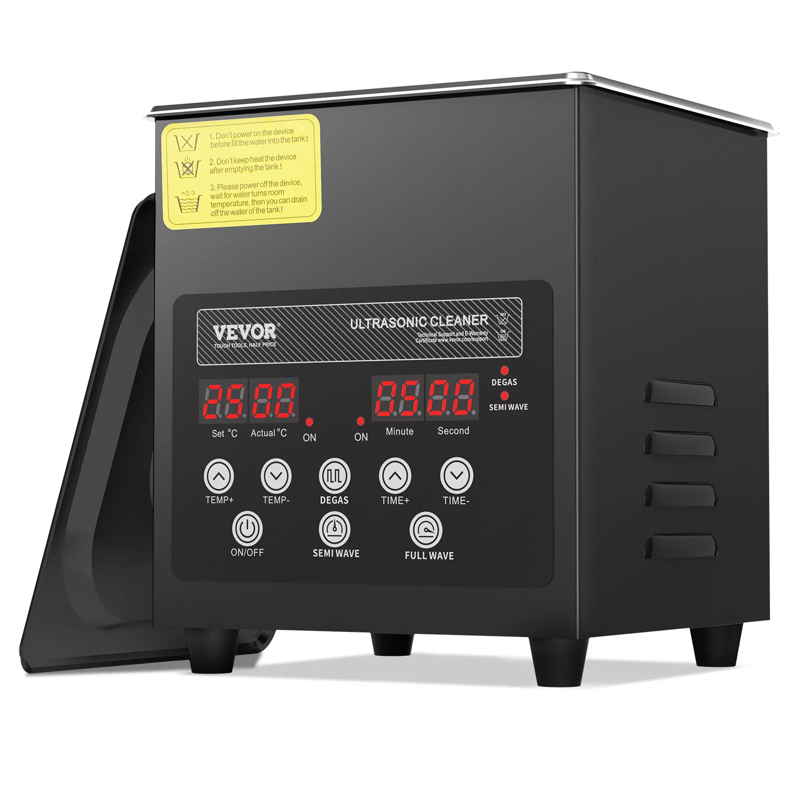 VEVOR Limpiador Ultrasónico, 60 W Máquina de Limpieza Sónica Digital de 2 L con Modo Suave y Desgasificación Mejorada, Calentador y Temporizador para Joyas, Gafas, Herramientas y Retenedores