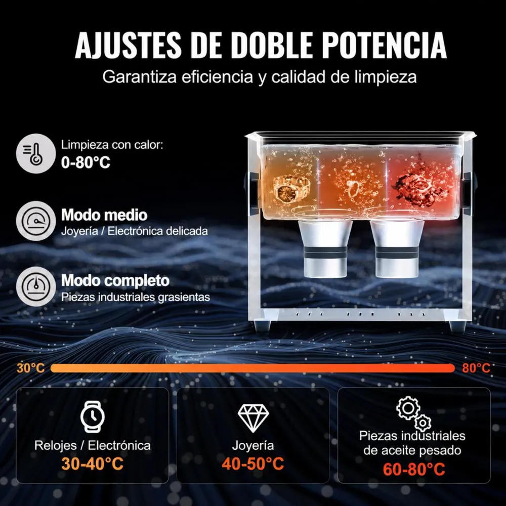 VEVOR 120 W Limpiador Ultrasónico, Máquina de Limpieza Ultrasónica Digital de 3 L con Modo Suave y Desgasificación Mejorada,  Calentador y Temporizador para Joyas, Herramientas, Retenedores