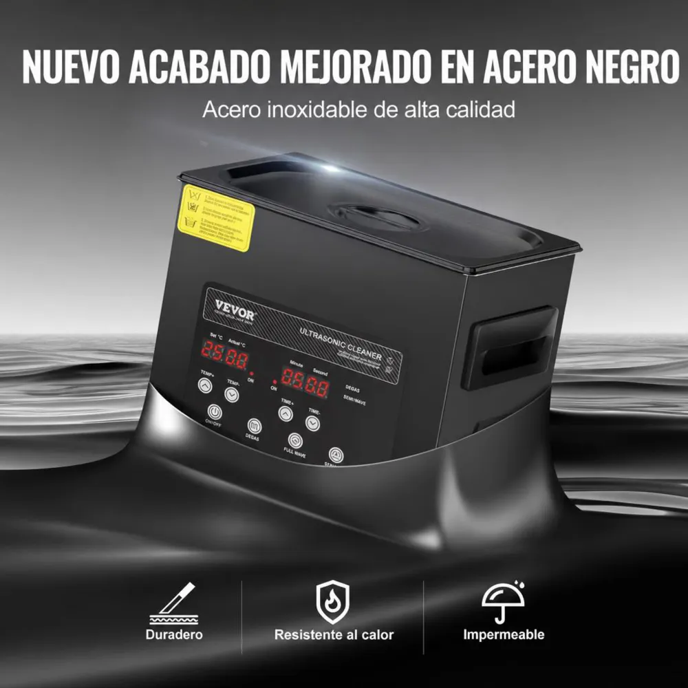 VEVOR 120 W Limpiador Ultrasónico, Máquina de Limpieza Ultrasónica Digital de 3 L con Modo Suave y Desgasificación Mejorada,  Calentador y Temporizador para Joyas, Herramientas, Retenedores
