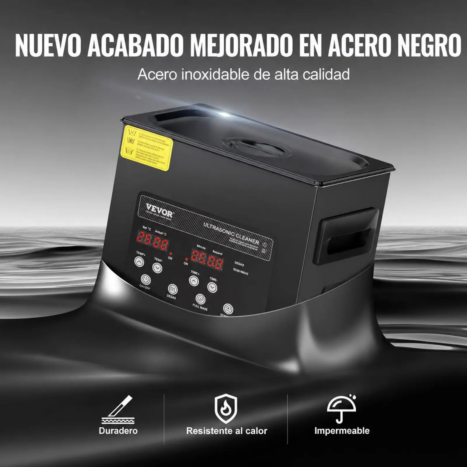 VEVOR 120 W Limpiador Ultrasónico, Máquina de Limpieza Ultrasónica Digital de 3 L con Modo Suave y Desgasificación Mejorada,  Calentador y Temporizador para Joyas, Herramientas, Retenedores