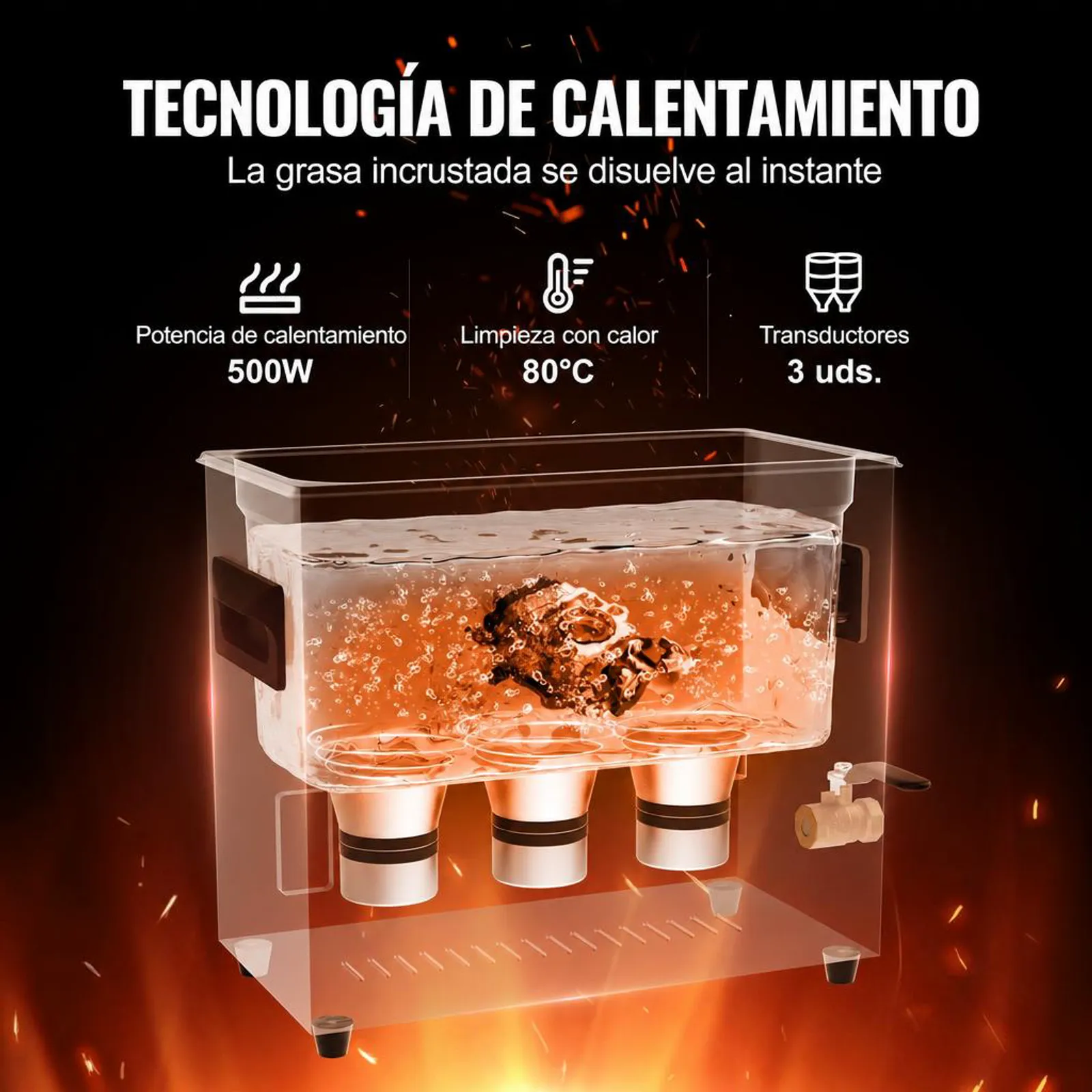 VEVOR Limpiador Ultrasónico, 180 W Máquina de Limpieza Sónica Digital de 6 L con Modo Suave y Desgasificación Mejorada, Calentador y Temporizador para Joyas, Gafas, Herramientas y Retenedores