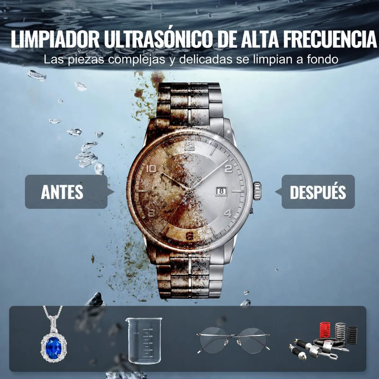 VEVOR Limpiador Ultrasónico, 180 W Máquina de Limpieza Sónica Digital de 6 L con Modo Suave y Desgasificación Mejorada, Calentador y Temporizador para Joyas, Gafas, Herramientas y Retenedores