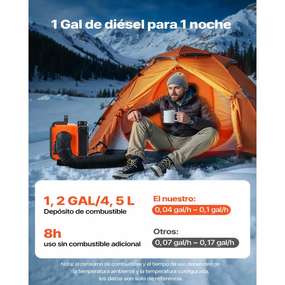 VEVOR Calentador Diésel de 8 kW, Todo en Uno, Portátil, con Control Remoto y Pantalla LCD, Calentamiento Rápido y Bajo Nivel de Ruido, para Camiones, Furgonetas, Autocaravanas, Caravanas, 4,5 L