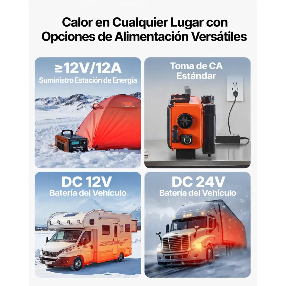 VEVOR Calentador Diésel de 8 kW, Todo en Uno, Portátil, con Control Remoto y Pantalla LCD, Calentamiento Rápido y Bajo Nivel de Ruido, para Camiones, Furgonetas, Autocaravanas, Caravanas, 4,5 L