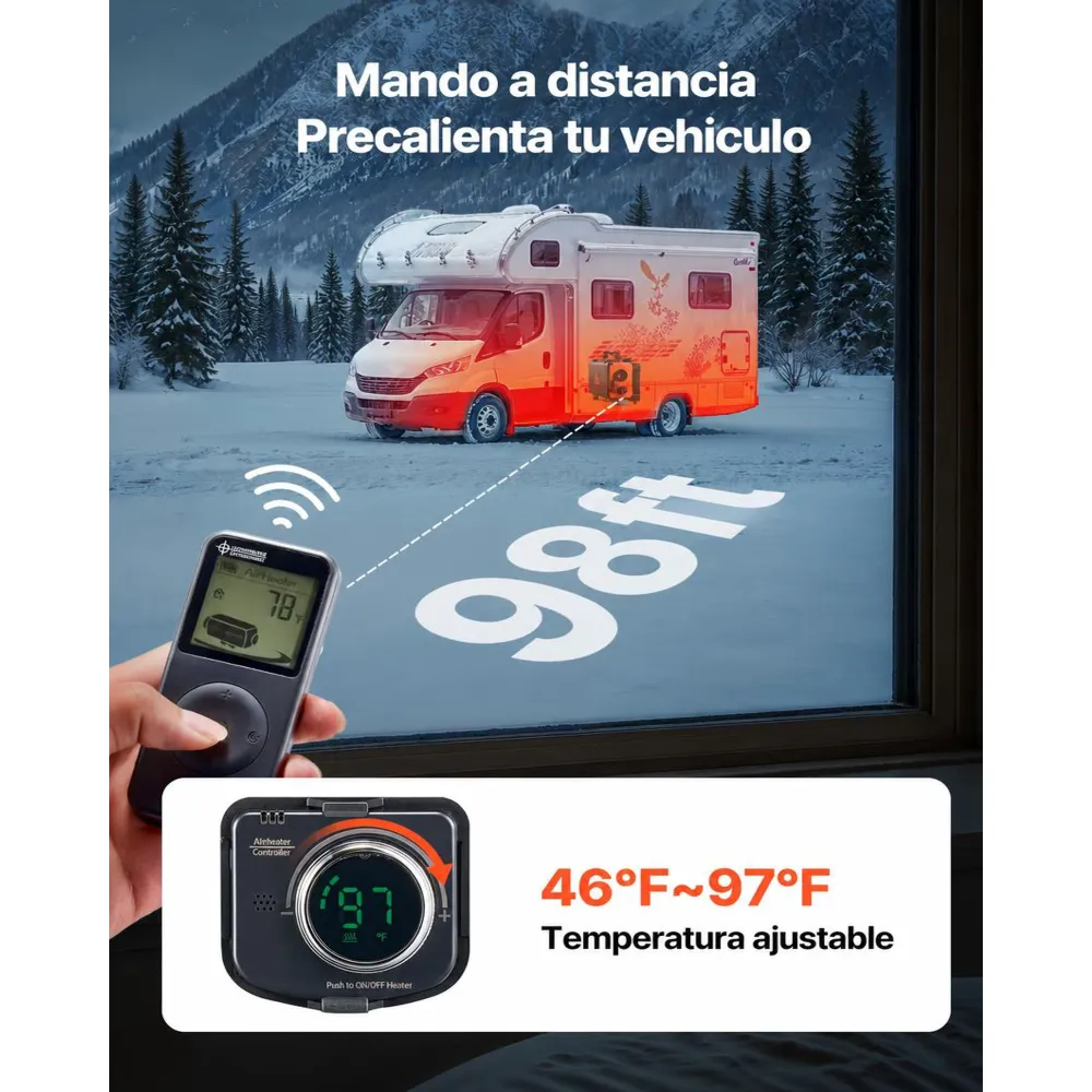 VEVOR Calentador Diésel de 8 kW, Todo en Uno, Portátil, con Control Remoto y Pantalla LCD, Calentamiento Rápido y Bajo Nivel de Ruido, para Camiones, Furgonetas, Autocaravanas, Caravanas, 4,5 L
