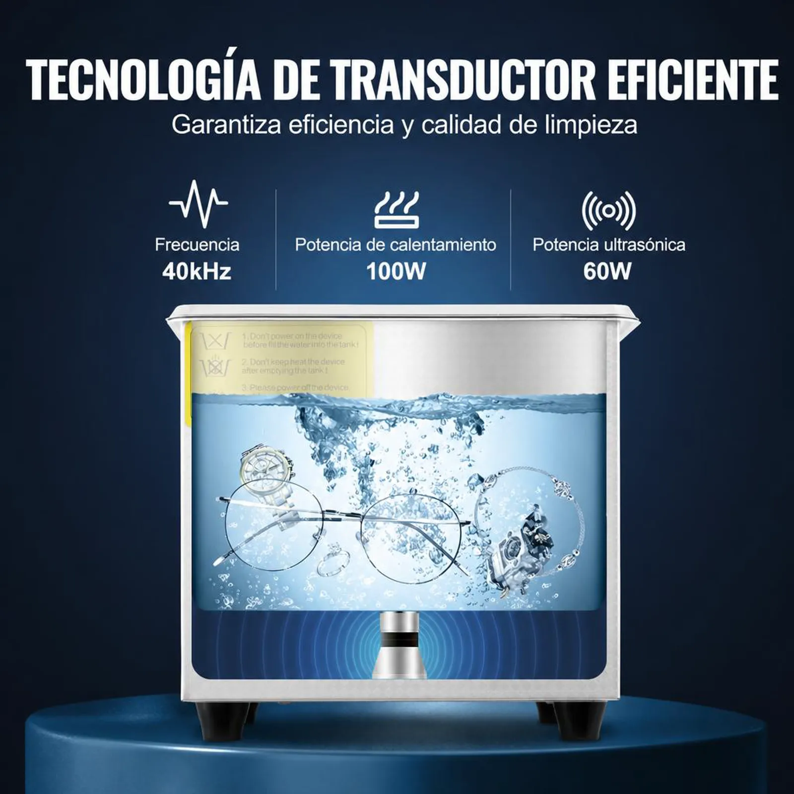 VEVOR Limpiador Ultrasónico 1.3L, 60W Limpiador Ultrasónico Profesional de Acero Inoxidable, Máquina de Limpieza Ultrasónica Potente Frecuencia de 40 kHz con Pantalla LED para Joyas, Reloj, Gafas