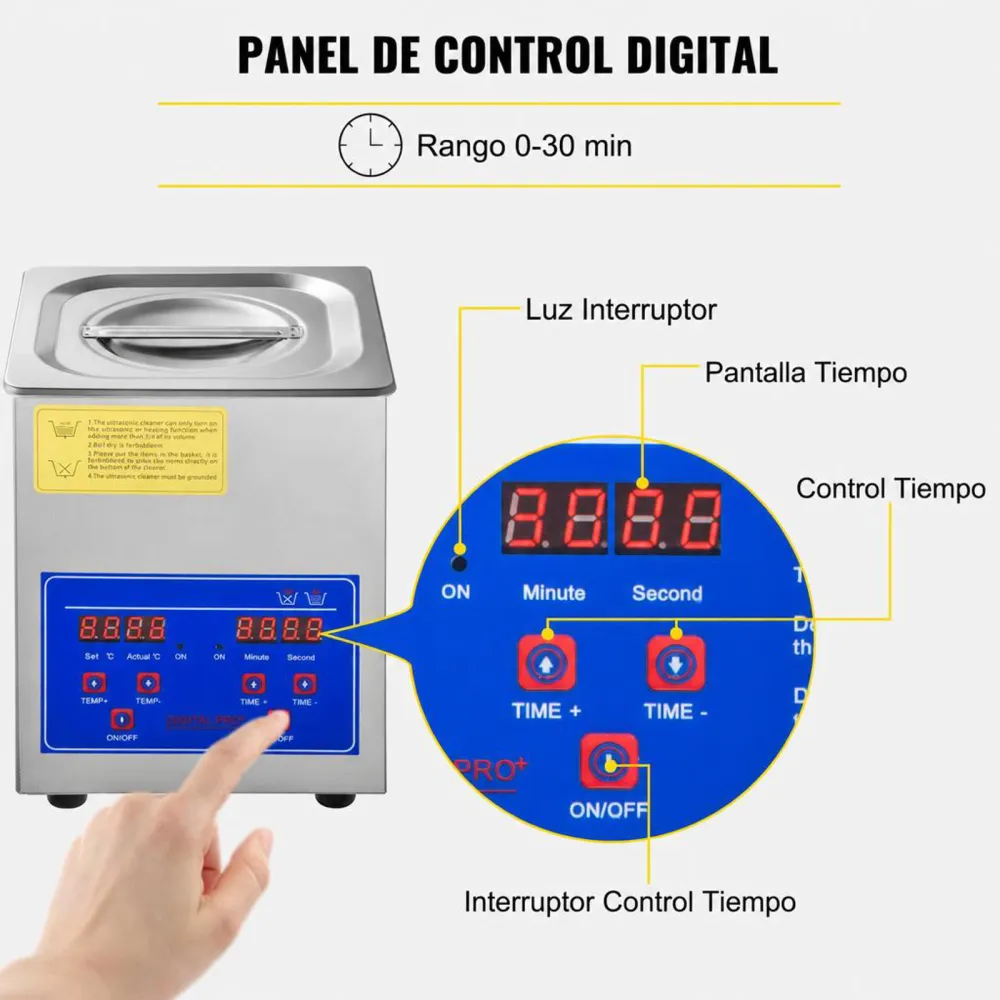VEVOR Limpiador Ultrasónico 2L, 60W Limpiador Ultrasónico Profesional de Acero Inoxidable, Máquina de Limpieza Ultrasónica Potente Frecuencia de 40 kHz con Pantalla LED para Joyas, Reloj, Gafas