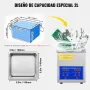 VEVOR Limpiador Ultrasónico 2L, 60W Limpiador Ultrasónico Profesional de Acero Inoxidable, Máquina de Limpieza Ultrasónica Potente Frecuencia de 40 kHz con Pantalla LED para Joyas, Reloj, Gafas