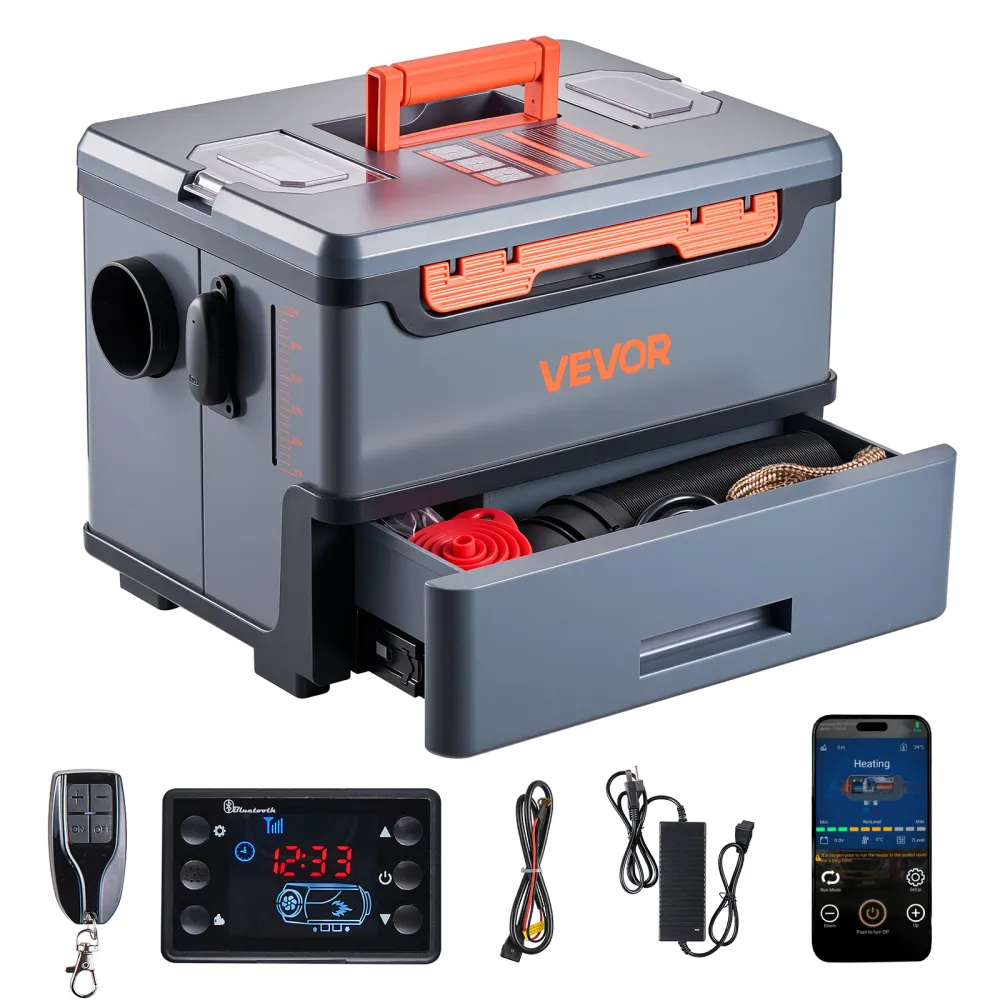 VEVOR Calentador Diésel de 5-8KW Portátil, Todo en Uno, con Control por Bluetooth, Mando a Distancia y Pantalla LCD, Depósito de Combustible 5 L para Camiones y Autocaravanas, 425 x 320 x 310 mm