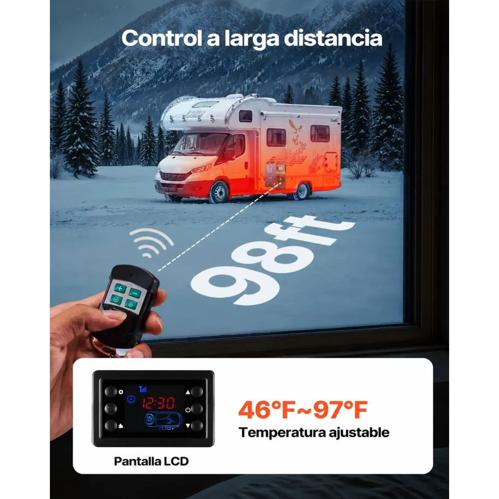 VEVOR Calentador Diésel de 5-8KW, Todo en Uno, Portátil, con Control Remoto y Pantalla LCD, Calentamiento Rápido y Bajo Nivel de Ruido, 5 L, para Furgonetas, Autocaravanas, Caravanas y Camiones