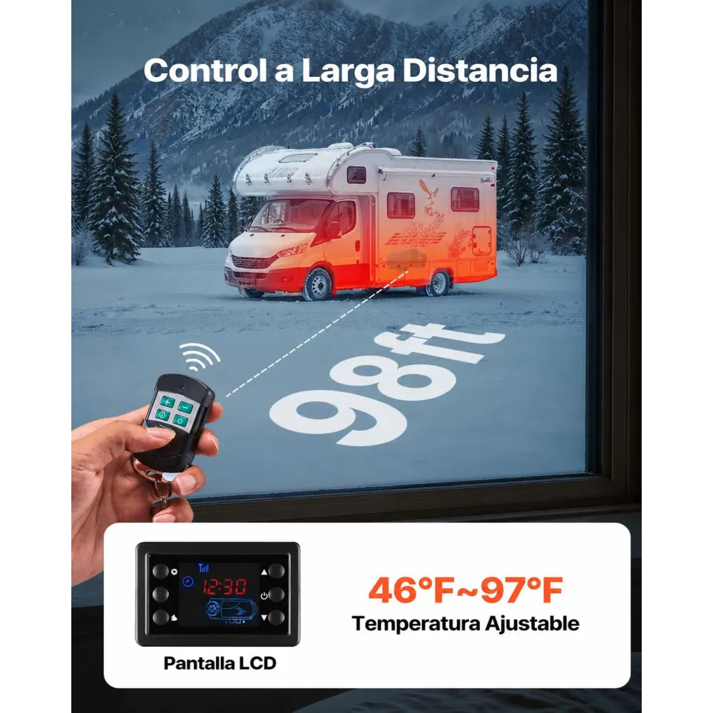 VEVOR Calentador Diésel de 12-24V 5-8KW Portátil, con Mando a Distancia y Pantalla LCD, Calentamiento Rápido y Bajo Nivel de Ruido, para Vehículos, Furgonetas, Autocaravanas, Caravanas y Camiones, 10 L
