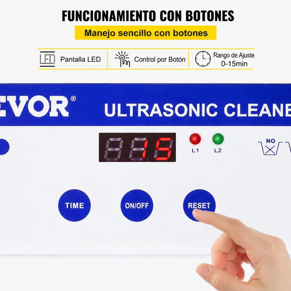 VEVOR Limpiador Ultrasónico 800 ml, 24 W Limpiador Ultrasónico Profesional de Acero Inoxidable, Máquina de Limpieza Ultrasónica Potente Frecuencia de 40 kHz con Pantalla LED para Joyas, Reloj, Gafas