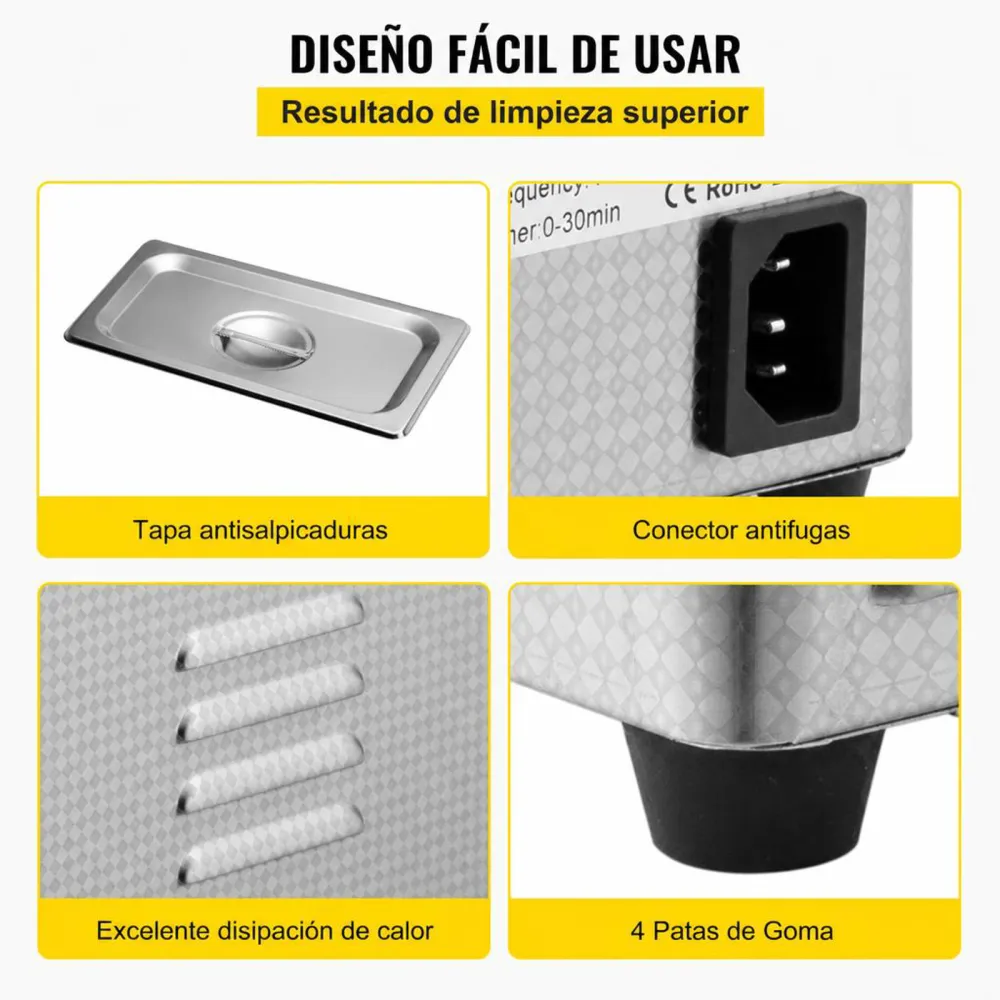 VEVOR Limpiador Ultrasónico 800 ml, 24 W Limpiador Ultrasónico Profesional de Acero Inoxidable, Máquina de Limpieza Ultrasónica Potente Frecuencia de 40 kHz con Pantalla LED para Joyas, Reloj, Gafas