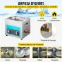 VEVOR Limpiador Ultrasónico 10 L 240 W Limpiador Ultrasónico Profesional con Calentador Ajustable Máquina de Limpieza Ultrasónica con 2 Perillas Potente Frecuencia de 40 kHz para Joyas, Reloj y Gafas