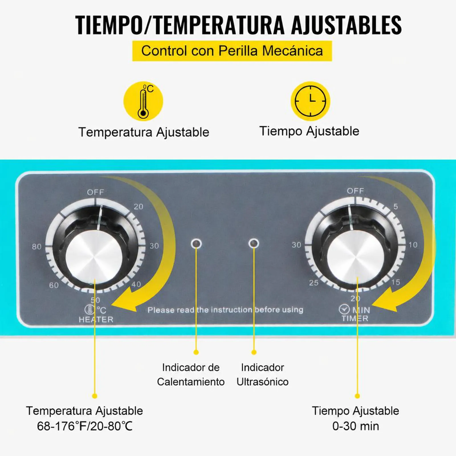 VEVOR Limpiador Ultrasónico 10 L 240 W Limpiador Ultrasónico Profesional con Calentador Ajustable Máquina de Limpieza Ultrasónica con 2 Perillas Potente Frecuencia de 40 kHz para Joyas, Reloj y Gafas