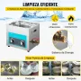 VEVOR Limpiador Ultrasónico 15L, Limpiador Ultrasónico Profesional 360W con Calentador Ajustable Máquina de Limpieza Ultrasónica con 2 Perillas Potente Frecuencia 40kHz para Joyas, Reloj y Gafas