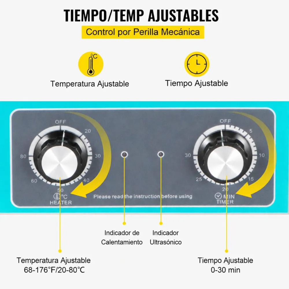 VEVOR Limpiador Ultrasónico 15L, Limpiador Ultrasónico Profesional 360W con Calentador Ajustable Máquina de Limpieza Ultrasónica con 2 Perillas Potente Frecuencia 40kHz para Joyas, Reloj y Gafas