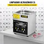 VEVOR Limpiador Ultrasónico Mejorado 2 L Calentador de 100 W a Ultrasónico de 60 W Limpiador de Piezas Ultrasónico de Laboratorio Digital con Temporizador para Limpieza de Piezas de Joyería