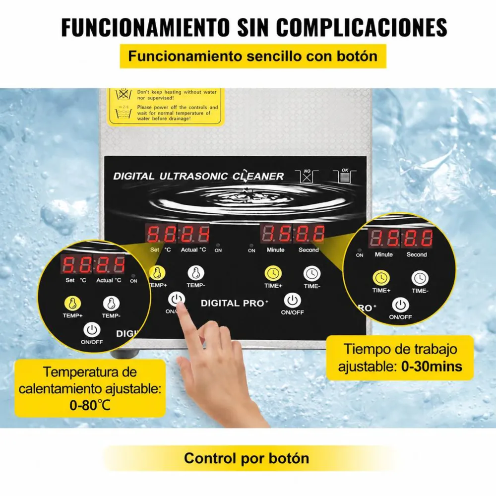 VEVOR Limpiador Ultrasónico Mejorado 2 L Calentador de 100 W a Ultrasónico de 60 W Limpiador de Piezas Ultrasónico de Laboratorio Digital con Temporizador para Limpieza de Piezas de Joyería