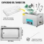 VEVOR Limpiador Ultrasónico 30 L 600 W Limpiador Ultrasónico Profesional con Calentador Ajustable Máquina de Limpieza Ultrasónica con 2 Perillas Potente Frecuencia de 40 kHz para Joyas, Reloj y Gafas