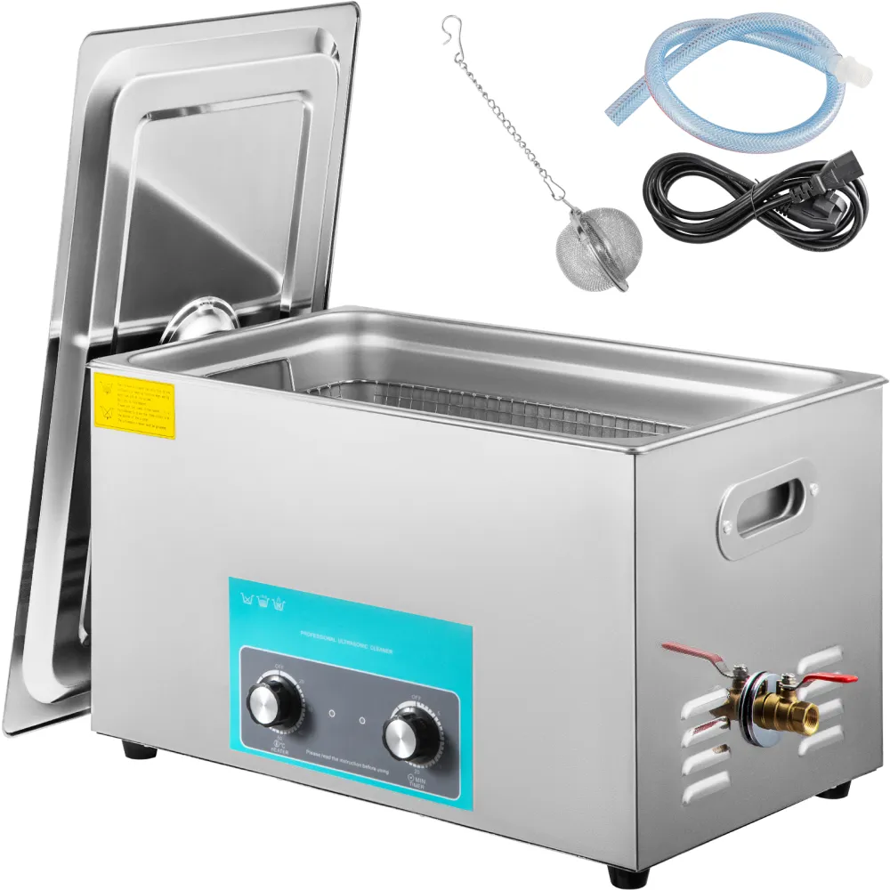 VEVOR Limpiador Ultrasónico 30 L 600 W Limpiador Ultrasónico Profesional con Calentador Ajustable Máquina de Limpieza Ultrasónica con 2 Perillas Potente Frecuencia de 40 kHz para Joyas, Reloj y Gafas
