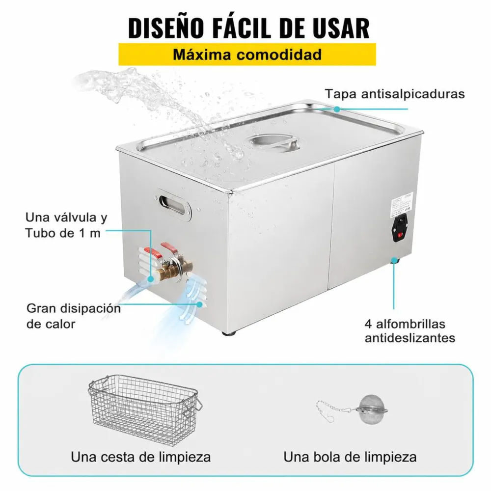 VEVOR Limpiador Ultrasónico 30 L Máquina de Limpieza Ultrasónica para Joyas