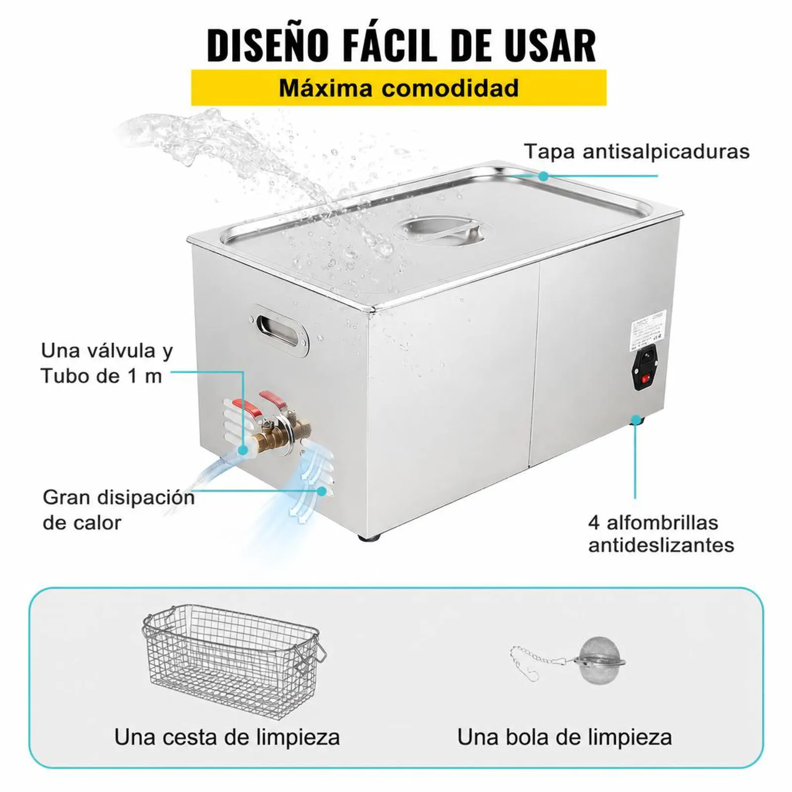 VEVOR Limpiador Ultrasónico 30 L Máquina de Limpieza Ultrasónica para Joyas