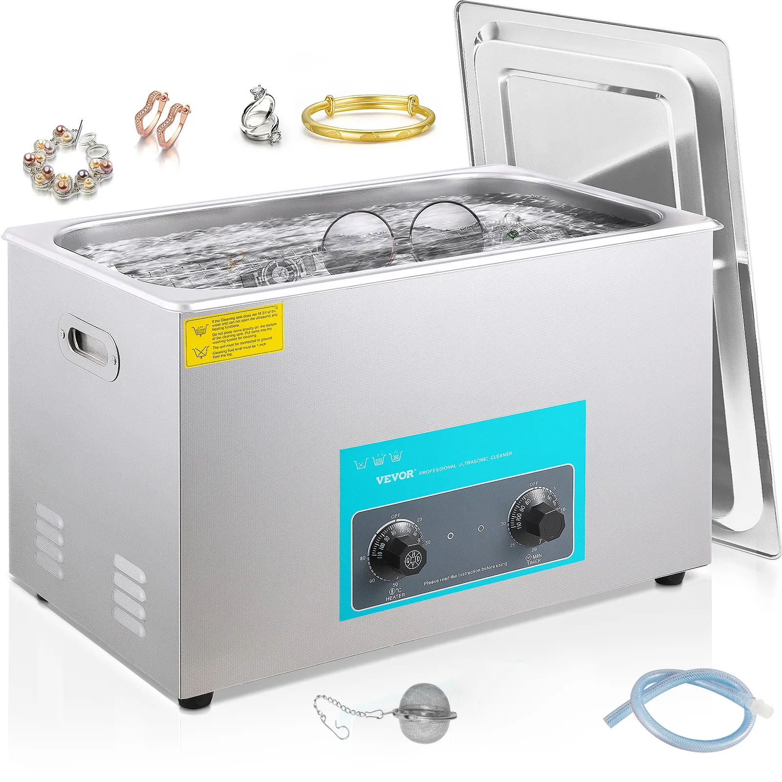 VEVOR Limpiador Ultrasónico 30 L Máquina de Limpieza Ultrasónica para Joyas