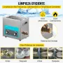 VEVOR Limpiador Ultrasónico 6.5 L, Limpiador Ultrasónico Profesional 180W con Calentador Ajustable Máquina de Limpieza Ultrasónica con 2 Perillas Potente Frecuencia 40 kHz para Joyas y Gafas