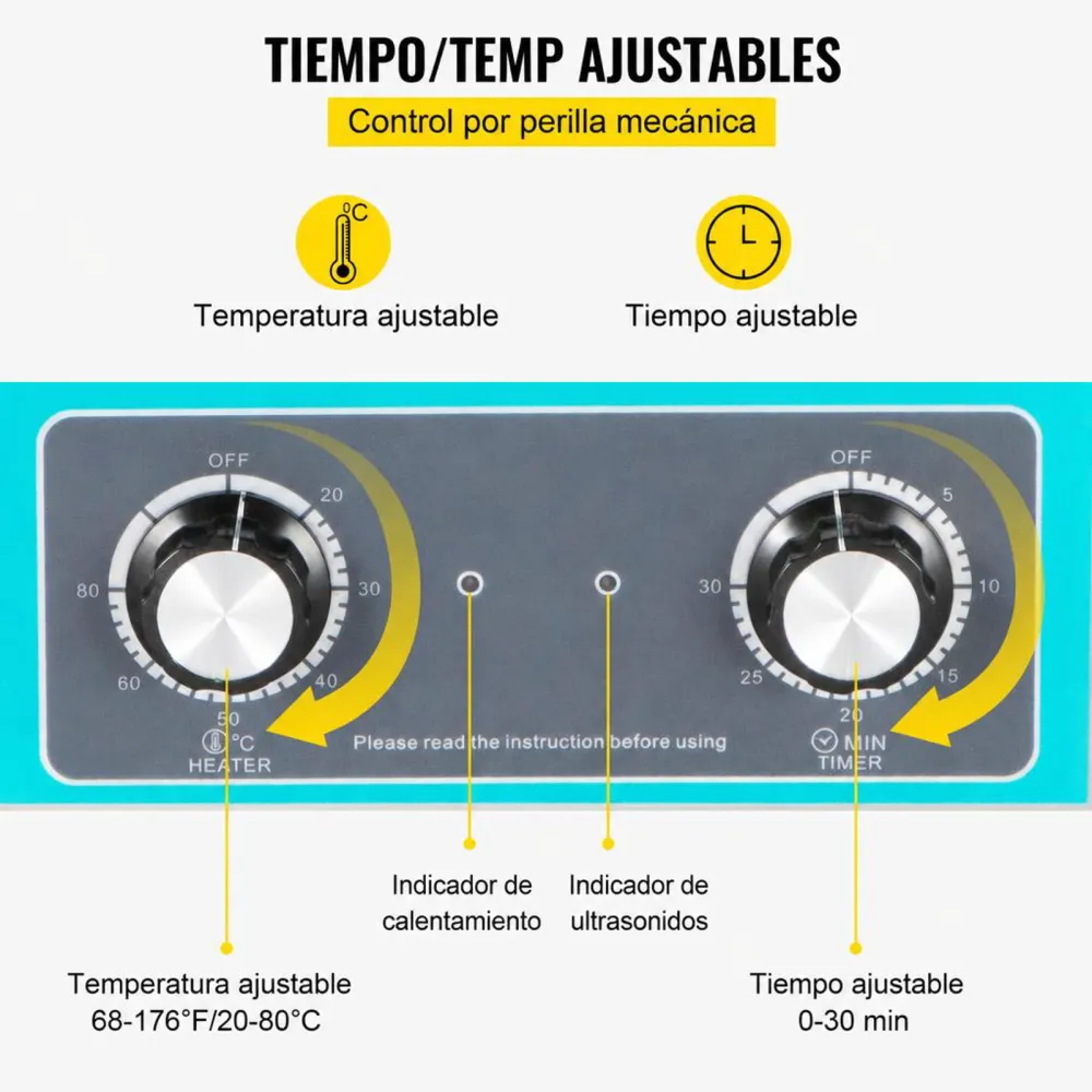 VEVOR Limpiador Ultrasónico 3L Limpiador Ultrasónico de Acero Inoxidable Temporizador y Calentador Limpiador Ultrasónico Profesional 40kHz 120W con Cesta Máquina de Limpieza para Metálicos Joyas Gafas