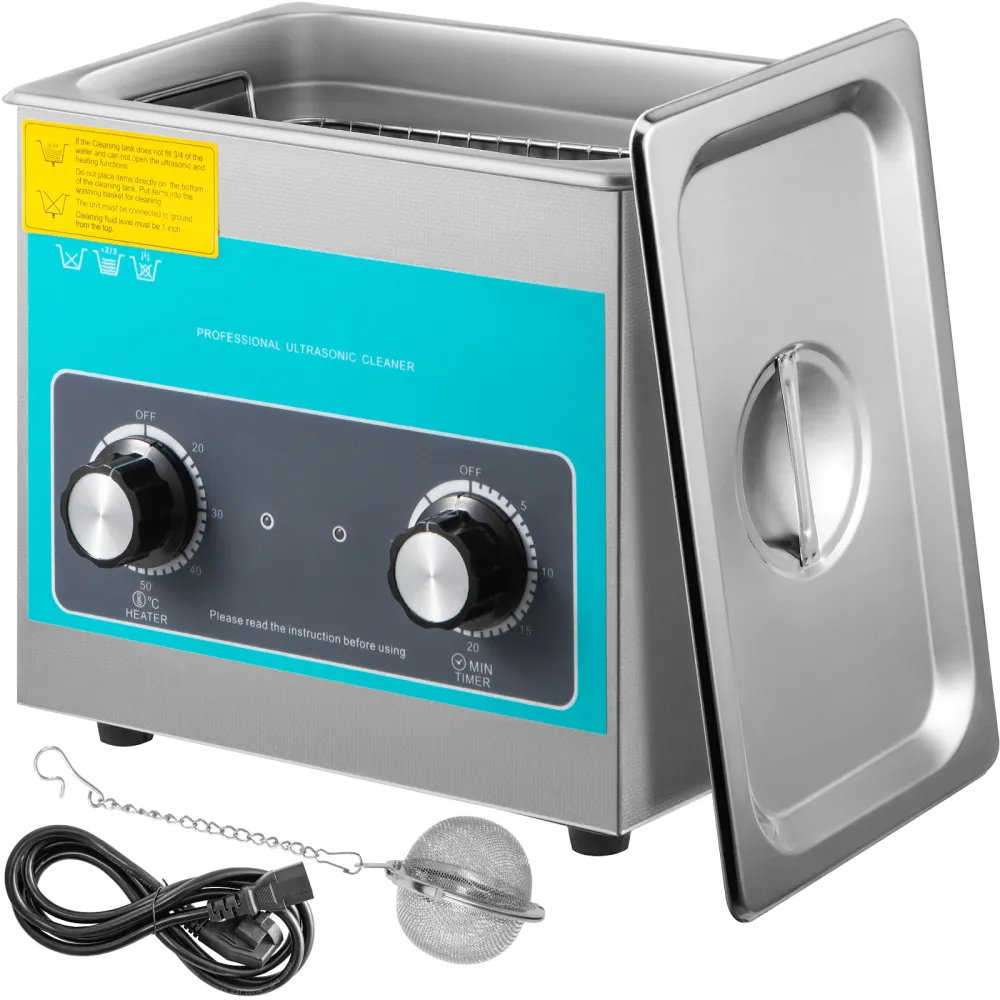 VEVOR Limpiador Ultrasónico 3L Limpiador Ultrasónico de Acero Inoxidable Temporizador y Calentador Limpiador Ultrasónico Profesional 40kHz 120W con Cesta Máquina de Limpieza para Metálicos Joyas Gafas