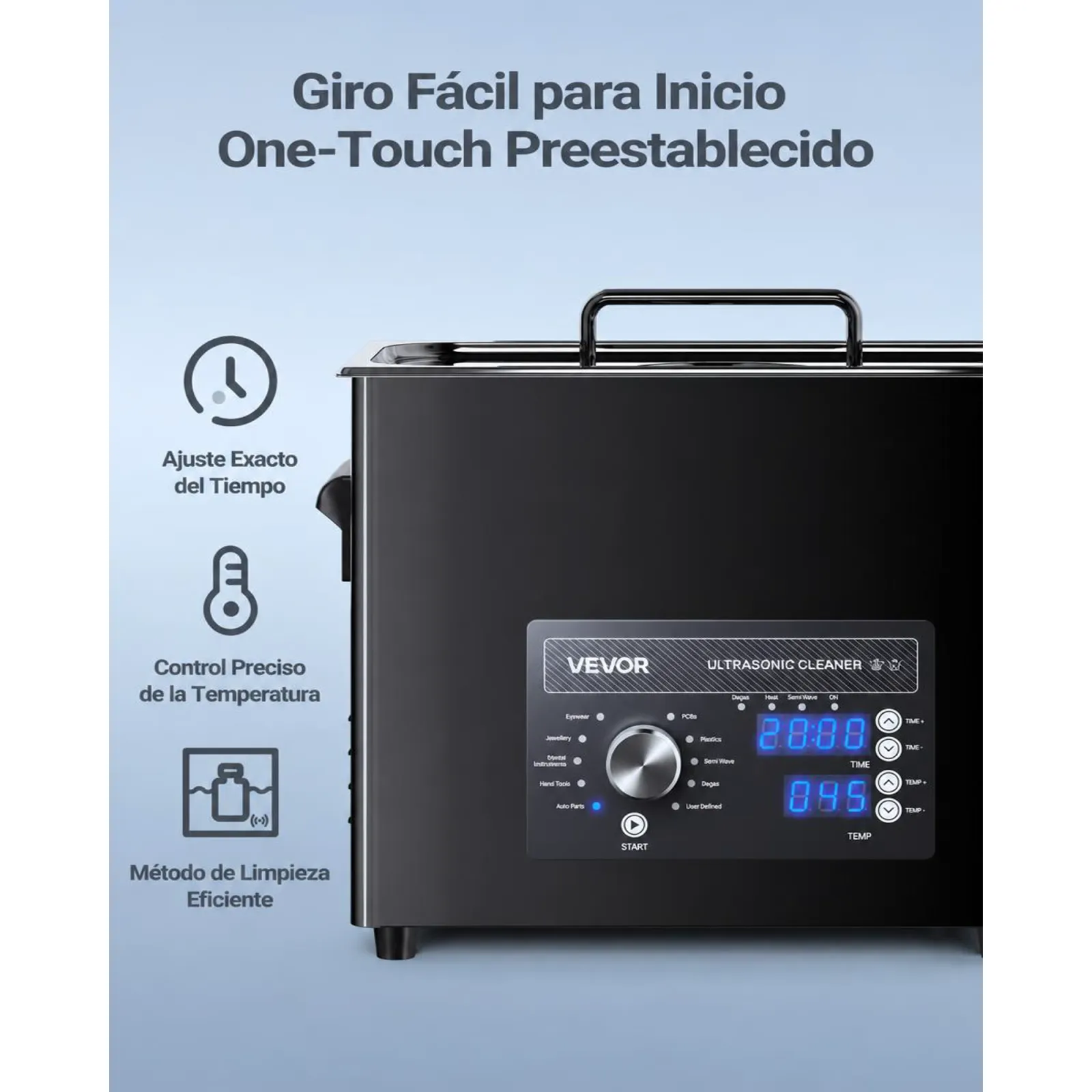VEVOR Limpiador Ultrasónico 6 L, Máquina de Ultrasonido para Limpieza con Control de Perilla, de Acero Inoxidable, con Cesta y Bola de Limpieza para Relojes, Maquinillas de Afeitar, Joyas, Negro