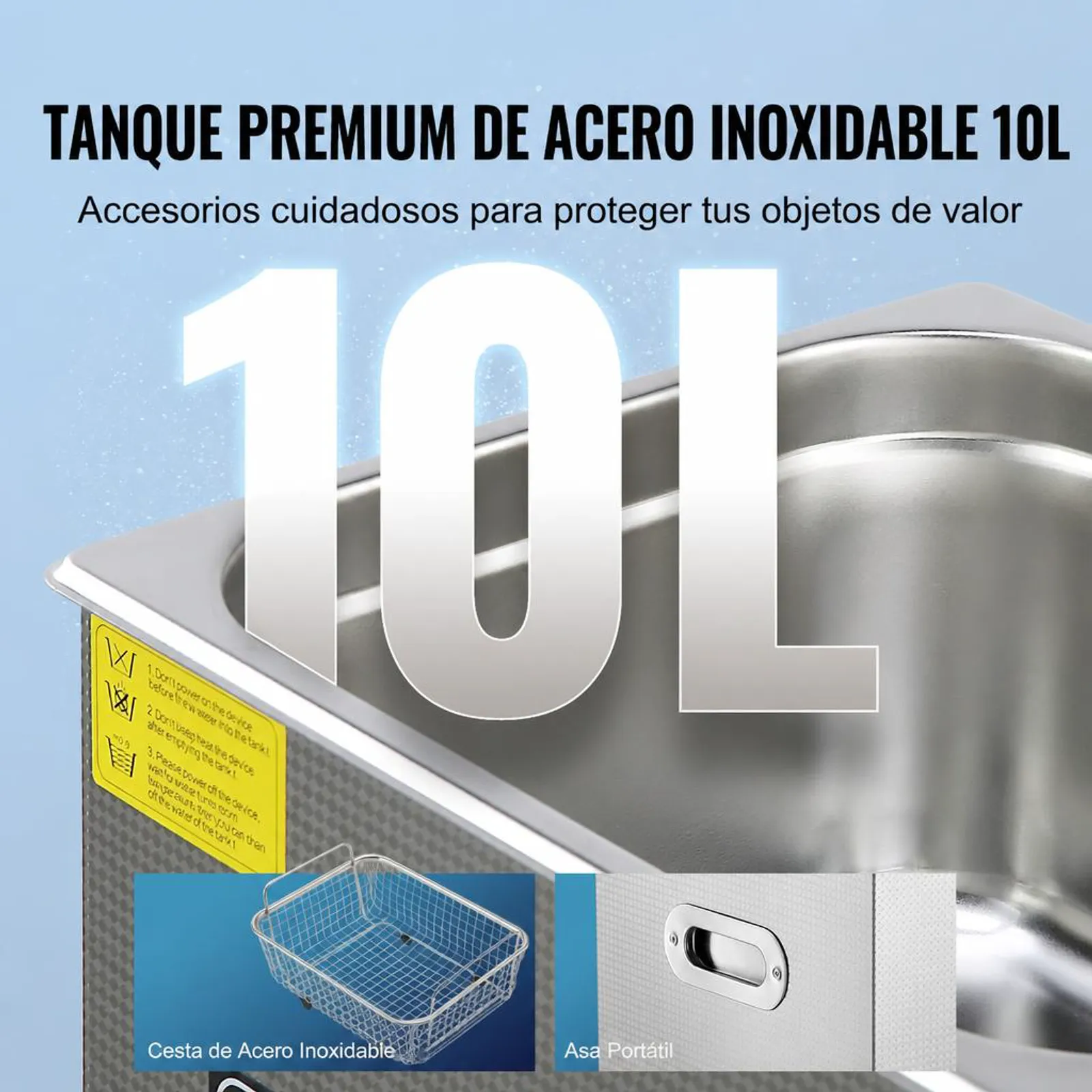 VEVOR Limpiador Ultrasónico Bandeja Ultrasónica Digital de Acero Inoxidable de 10L con Calefacción Tiempo y Temperatura Ajustable Dispositivo de Limpieza Ultrasónica para Joyería Gafas Relojes Clínico