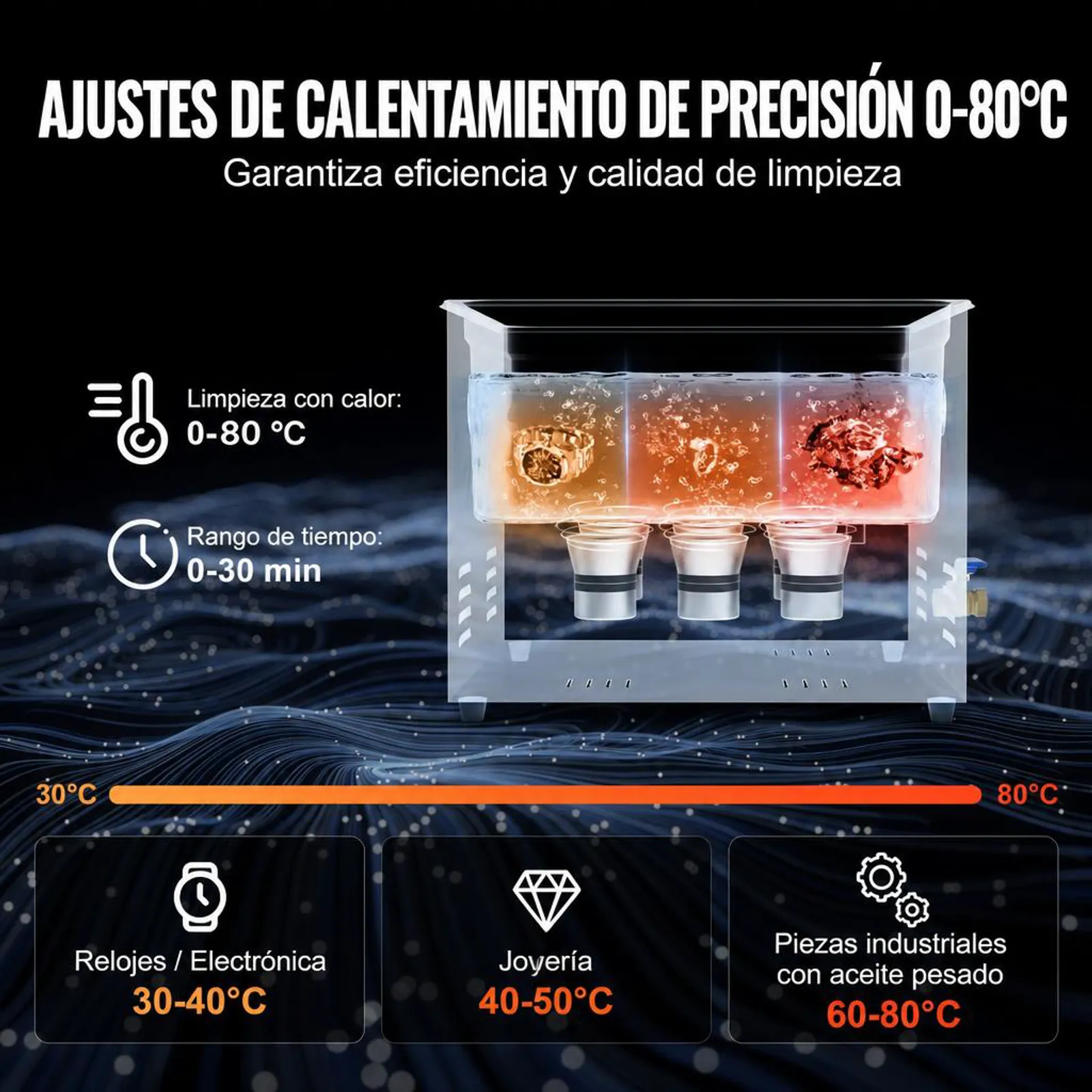 VEVOR Limpiador Ultrasónico 15 L con Temporizador y Calentador 360 W Limpiador Ultrasónico Digital 40 kHz con Cesta para Reloj Gafas Soporte de Joyería Piezas Industriales Herramientas Plata
