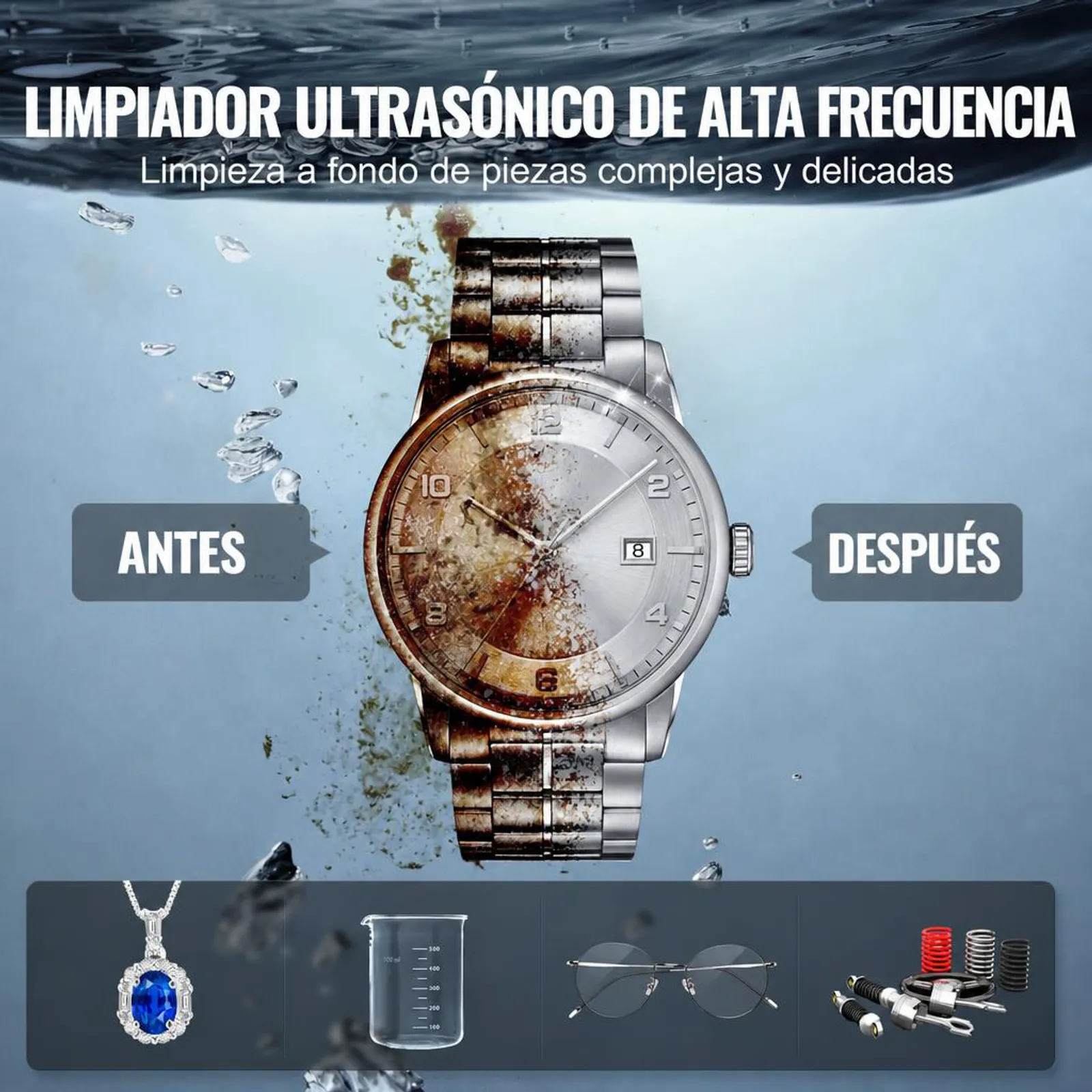 VEVOR Limpiador Ultrasónico 15 L con Temporizador y Calentador 360 W Limpiador Ultrasónico Digital 40 kHz con Cesta para Reloj Gafas Soporte de Joyería Piezas Industriales Herramientas Plata