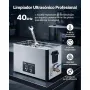 VEVOR Limpiador Ultrasónico 30 L, Máquina de Limpieza Ultrasónica Profesional con Cesta de Limpieza y Pantalla Digital, 480 W, Acero Inoxidable, 40 kHz, para Piezas, Carburadores e Instrumentos